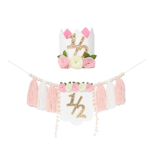 Qianly Banner für Den 1/2 Geburtstag, Quaste Und Girlande für Die Feier, Rosa mit Hut Qianly Banner für Den 1/2 Geburtstag, Quaste Und Girlande für Die Feier, Rosa mit Hut von Qianly