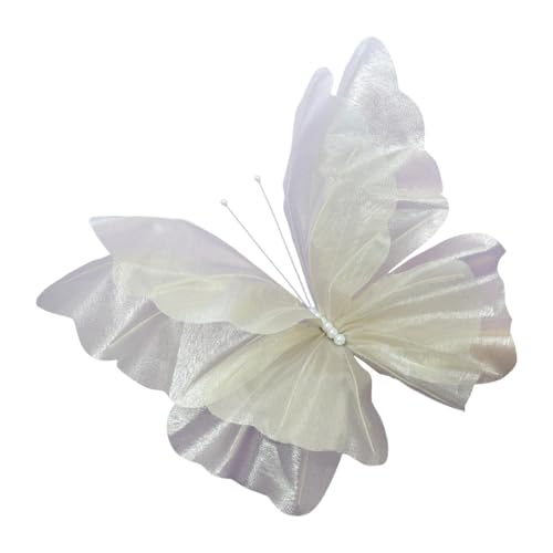 Qianly Dekorationsschmetterling aus Netzstoff für Hochzeiten und Partys, 50 cm, Beige von Qianly