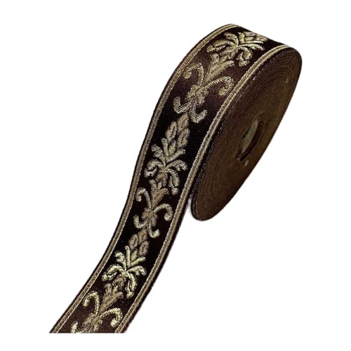 Qianly Ethnisches Jacquard Ribbon Verzierung Dekor Kunsthandwerk 5 m Nähen Spitzenbänder Stoff DIY -Projekte für Kleidungsstücken Hauseinrichtungen, Braun von Qianly
