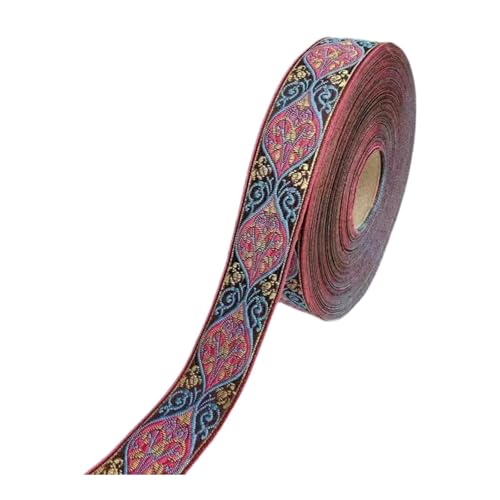 Qianly Ethnisches Jacquard Ribbon Verzierung Dekor Kunsthandwerk 5 m Nähen Spitzenbänder Stoff DIY -Projekte für Kleidungsstücken Hauseinrichtungen, Rosa von Qianly