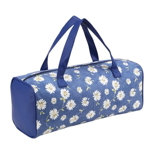 Qianly Garnaufbewahrungstasche Als Garn Tragetasche Und Häkeltasche Leichter Strickbeutel für Die Wollaufbewahrung mit Tragegriff Als Geschenk für Bastler, Blaues Gänseblümchen von Qianly