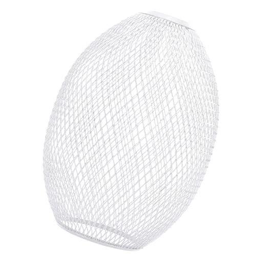 Qianly Rustikaler Lampenschirm aus Eisendraht, Metallgitter, Lampenschirmschutz, Pendelleuchte, Lampenabdeckung für Wohnzimmer, Hotel, Café, dekorativ, Weiß von Qianly