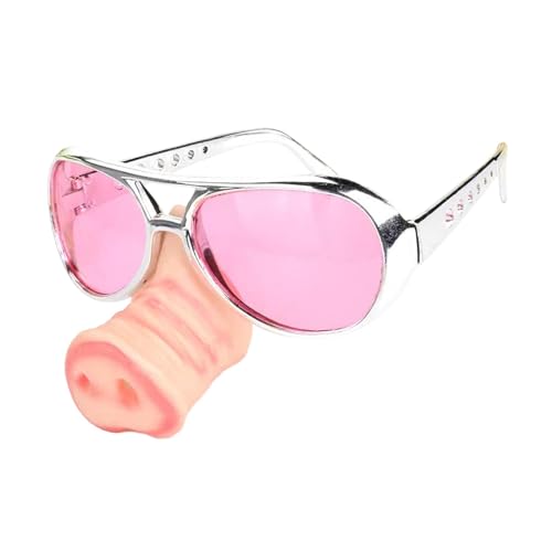 Qianly Schweinchen-Brille mit großer Nase, Party-Sonnenbrille, dekorative Brille für Party, ROSA von Qianly