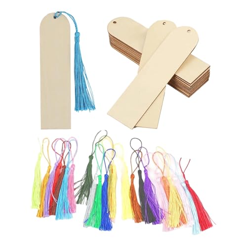 Qianly Unbehandelte Lesezeichen Aus Holz mit Quasten, Vielseitig Und Leicht, 24 Stück Qianly Unbehandelte Lesezeichen Aus Holz mit Quasten, Vielseitig Und Leicht, 24 Stück von Qianly