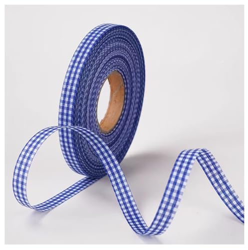 50Yard × 10 mm Kariertes Band Karoband Geschenkband Plaid Dekoband Bastelnband Kariertesband Deko Schleifenband zun Nähen Borte für DIY Geschenk Verpacken Hochzeit Party Dekoration Dunkelblau-Weiß von Qiantull