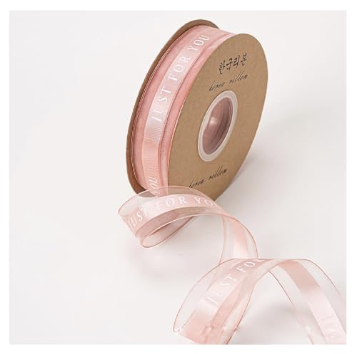 JUST FOR YOU Geschenkband 50Yard × 25 mm Schleifenband Just for you Bedruckt Transparentes Organzaband Dekoband Bastelnband Geschenk Blumenstraußverpackung Hochzeit Party Dekoration Champagnerrosa von Qiantull