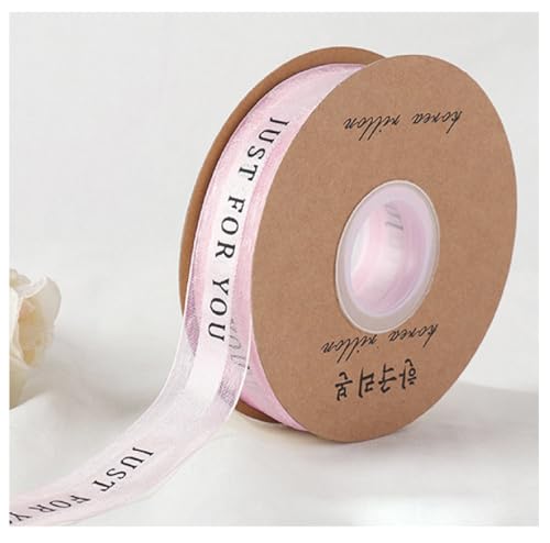 JUST FOR YOU Geschenkband 50Yard × 25 mm Schleifenband Just for you Bedruckt Transparentes Organzaband Dekoband Bastelnband Geschenk Blumenstraußverpackung Hochzeit Party Kuchen Dekoration Band Rosa von Qiantull