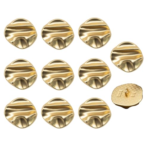 Qiantull 10 Stück Metall Knöpfe Unregelmäßig Knopf mit Ösen Metallknöpfe Ösenknöpfe Nähknöpfe Bastelknöpfe Dekorative Knöpfe für Handwerk Pullover Mäntel Cardigan Anzug Hemd Gold 23mm von Qiantull