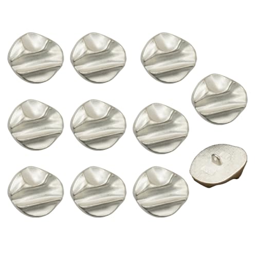 Qiantull 10 Stück Metall Knöpfe Unregelmäßig Knopf mit Ösen Metallknöpfe Ösenknöpfe Nähknöpfe Bastelknöpfe Dekorative Knöpfe für Handwerk Pullover Mäntel Cardigan Anzug Hemd Silber 23mm von Qiantull