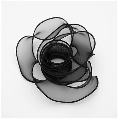 Qiantull 10 Yards Organzaband Schleifenband Geschenkband Dekoband Transparentes Organza Stoffband Chiffonband Organzaband für Geschenkverpackungen Blumenstrauß Dekoration 4 cm Schwarz von Qiantull