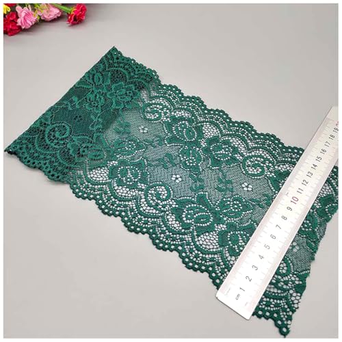 Qiantull 10 Yards Spitzenborte 15cm Breite Spitzenbordüre Spitzenband Elastizität Spitzenbesatz Stoff Spitze Blume Borte Spitzenstoff Spitzen Borten Dekoband für DIY Nähen Handwerk Grün von Qiantull