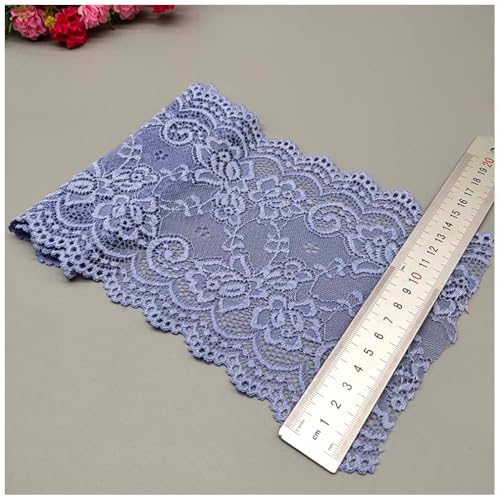 Qiantull 10 Yards Spitzenborte 15cm Breite Spitzenbordüre Spitzenband Elastizität Spitzenbesatz Stoff Spitze Blume Borte Spitzenstoff Spitzen Borten Dekoband für DIY Nähen Handwerk Hellblau von Qiantull
