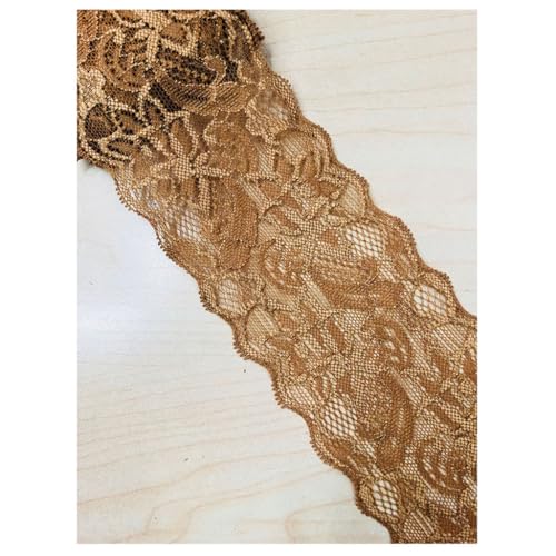 Qiantull 10 Yards Spitzenborte Spitzenbesatz Stoff Spitzenband Elastizität Spitzenbordüre Spitze Blume Borte Zierband Spitzenstoff Tüll Dekoband für Nähen DIY Handwerk, 8cm Breite 23# von Qiantull