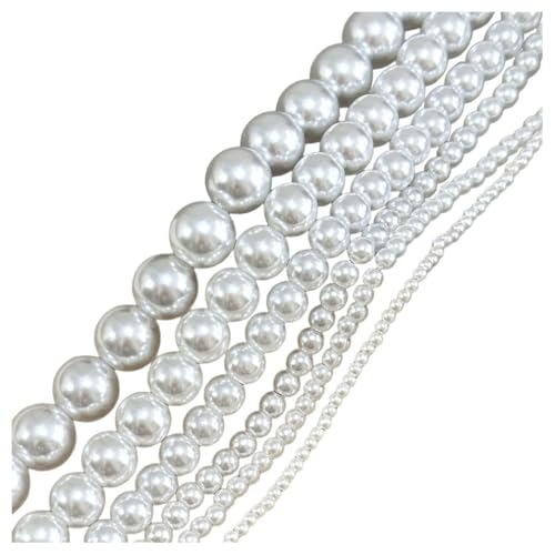 Qiantull 100 Stück Perlen 10mm Rund Kunstperlen Weiß Bastelperlen Schmuckperlen Runde Lose Perlen zum Basteln Kunst Imitat Perlen für Schmuckherstellung Handwerk Dekoration 10mm(100pcs) von Qiantull