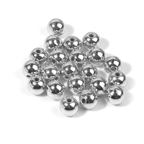 Qiantull 100 Stück Weihnachtsperlen 8mm Weihnachten Bastelperlen Lose Abstandsperlen Runde Kunstperlen Weihnachten Perlen für DIY Schmuckherstellung Armband Halskette Weiß von Qiantull