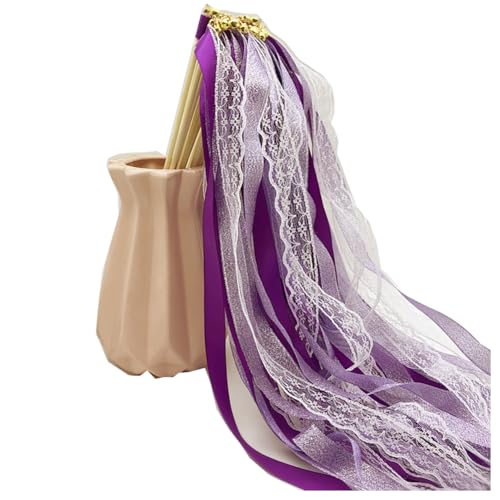Qiantull 10x Wedding Wands Hochzeit Stäbe mit Glöckchen und Spitzeband Feenstäbe Ribbon Glitzer Zauberstäbe Hochzeit Luftschlangen Zauberstäbe Spitzenfeenstab für Hochzeit, Geburtstag, PartyLila Qiantull 10x Wedding Wands Hochzeit Stäbe mit Glöckchen und Spitzeband Feenstäbe Ribbon Glitzer Zauberstäbe Hochzeit Luftschlangen Zauberstäbe Spitzenfeenstab für Hochzeit, Geburtstag, PartyLila von Qiantull