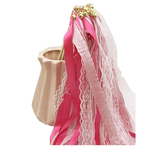 Qiantull 10x Wedding Wands Hochzeit Stäbe mit Glöckchen und Spitzeband Feenstäbe Ribbon Glitzer Zauberstäbe Hochzeit Luftschlangen Zauberstäbe Spitzenfeenstab für Hochzeit, Geburtstag, PartyRose Rot Qiantull 10x Wedding Wands Hochzeit Stäbe mit Glöckchen und Spitzeband Feenstäbe Ribbon Glitzer Zauberstäbe Hochzeit Luftschlangen Zauberstäbe Spitzenfeenstab für Hochzeit, Geburtstag, PartyRose Rot von Qiantull