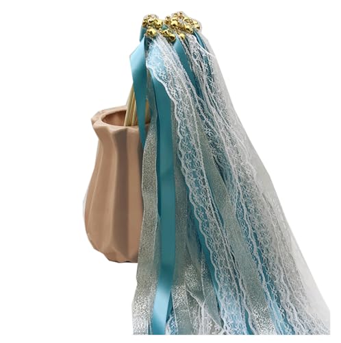 Qiantull 10x Wedding Wands Hochzeit Stäbe mit Glöckchen und Spitzeband Feenstäbe Ribbon Glitzer Zauberstäbe Hochzeit Luftschlangen Zauberstäbe Spitzenfeenstab für Hochzeit, Geburtstag, PartyBlau Qiantull 10x Wedding Wands Hochzeit Stäbe mit Glöckchen und Spitzeband Feenstäbe Ribbon Glitzer Zauberstäbe Hochzeit Luftschlangen Zauberstäbe Spitzenfeenstab für Hochzeit, Geburtstag, PartyBlau von Qiantull