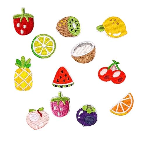 Qiantull 12 Stück/Set Kinder Frucht Cartoon Kleidung Patches Cartoon DIY Kleidung Patches Obst-Aufnäher Zum Aufbügeln Dekorative Aufnäher Iron on/Sew on Applique Für T-Shirt Jacken Hemden von Qiantull
