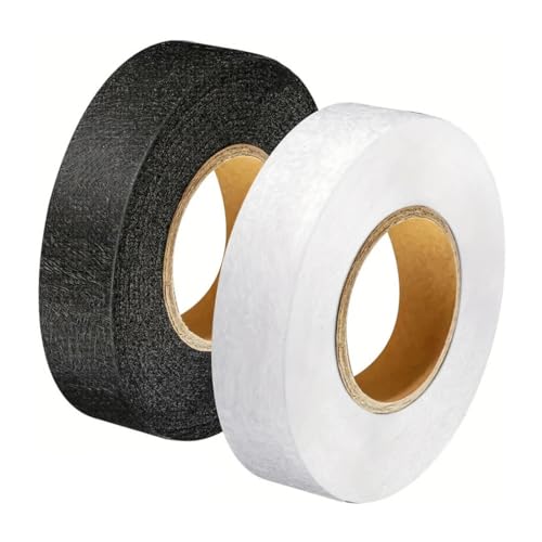 Qiantull 140 Yards Saumband zum Aufbügeln Bügelband Klebeband Gardinenband Umnähband Nahtband zum Aufbügeln Saumband für Vorhang Hosen Kleidung Jeans (20mm) 70 Yards/Rolle Schwarz+Weiß von Qiantull
