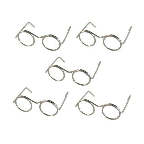 Qiantull 20 Stück Mini Puppenbrillen Metall Draht Rand Puppen Brille Metalldrahtrand Miniatur Brillen MetallRand Brille Puppe Zubehör für Bastelarbeiten Puppen Haustiere Kostüme Silber 3.5cm von Qiantull