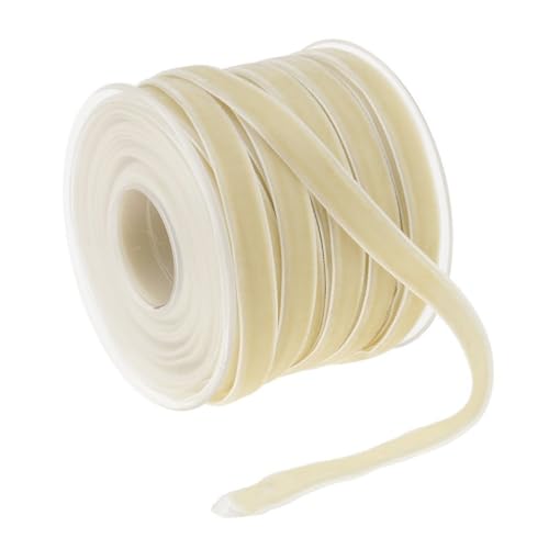 Qiantull 20 Yards Samtband 10 mm Samt Schleifenband Geschenkband Samtbänder Schmuckband Dekoband Geschenkbänder Samt Band für Geschenkverpackungen Brautstrauß Basteln Dekorieren Beige von Qiantull