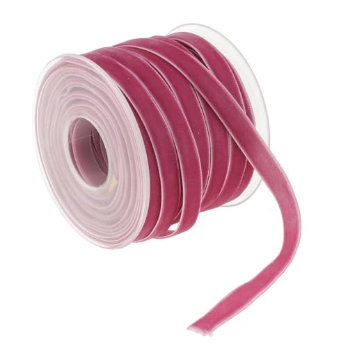 Qiantull 20 Yards Samtband 10 mm Samt Schleifenband Geschenkband Samtbänder Schmuckband Dekoband Geschenkbänder Samt Band für Geschenkverpackungen Brautstrauß Basteln Dekorieren Dunkelrosa von Qiantull