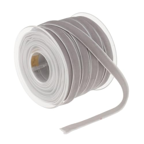 Qiantull 20 Yards Samtband 10 mm Samt Schleifenband Geschenkband Samtbänder Schmuckband Dekoband Geschenkbänder Samt Band für Geschenkverpackungen Brautstrauß Basteln Dekorieren Grau von Qiantull