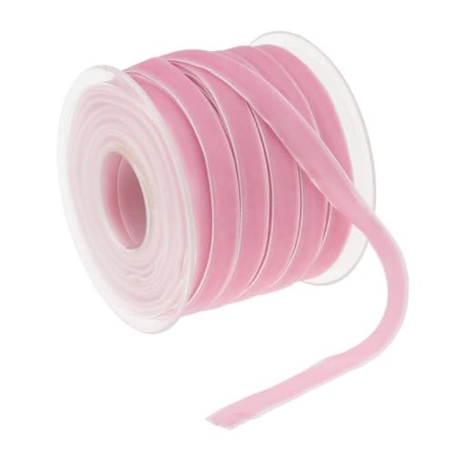 Qiantull 20 Yards Samtband 10 mm Samt Schleifenband Geschenkband Samtbänder Schmuckband Dekoband Geschenkbänder Samt Band für Geschenkverpackungen Brautstrauß Basteln Dekorieren Hellrosa von Qiantull