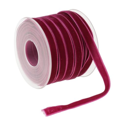 Qiantull 20 Yards Samtband 10 mm Samt Schleifenband Geschenkband Samtbänder Schmuckband Dekoband Geschenkbänder Samt Band für Geschenkverpackungen Brautstrauß Basteln Dekorieren Lila-Rot von Qiantull
