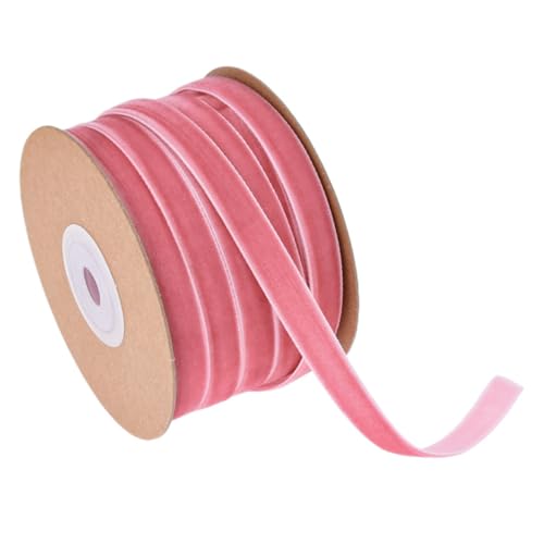 Qiantull 20 Yards Samtband 10 mm Samt Schleifenband Geschenkband Samtbänder Schmuckband Dekoband Geschenkbänder Samt Band für Geschenkverpackungen Brautstrauß Basteln Dekorieren Rosa von Qiantull