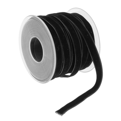 Qiantull 20 Yards Samtband 10 mm Samt Schleifenband Geschenkband Samtbänder Schmuckband Dekoband Geschenkbänder Samt Band für Geschenkverpackungen Brautstrauß Basteln Dekorieren Schwarz von Qiantull