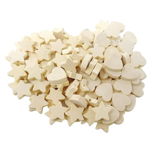Qiantull 200 Stück Holzperlen Naturholzperlen Holz Perlen mit Loch Hölzerne Lose Perlen Herz Stern Kegel Form Holzperlen Zubehör für Handwerk DIY Schmuck Armband Deko Herz+Pentagramm Qiantull 200 Stück Holzperlen Naturholzperlen Holz Perlen mit Loch Hölzerne Lose Perlen Herz Stern Kegel Form Holzperlen Zubehör für Handwerk DIY Schmuck Armband Deko Herz+Pentagramm von Qiantull