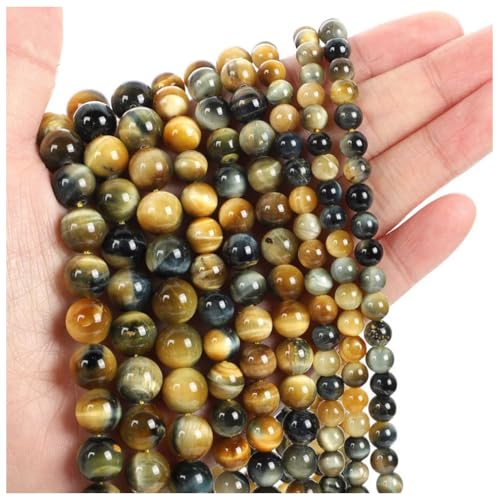 Qiantull 38 Stück Naturstein Perlen Edelsteinperlen Steinperlen Runde Lose Perlen Zwischenperlen Edelstein Perlen zum Basteln für DIY Armband Halskette Schmuckherstellung 16# 10mm(ca.38pcs) von Qiantull