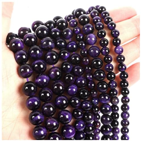 Qiantull 38 Stück Naturstein Perlen Edelsteinperlen Steinperlen Runde Lose Perlen Zwischenperlen Edelstein Perlen zum Basteln für DIY Armband Halskette Schmuckherstellung 17# 10mm(ca.38pcs) von Qiantull