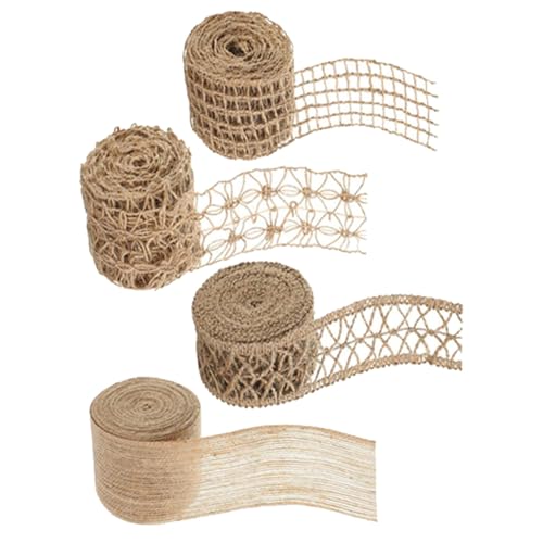 Qiantull 4 Rollen Juteband Vintage Spitzenband Natürliche Jute Band Dekoband Sackleinen Bänder Jute Stoffband Geschenkband Bastelband für DIY Handwerk Weihnachten Hochzeit Glasflasche Deko Qiantull 4 Rollen Juteband Vintage Spitzenband Natürliche Jute Band Dekoband Sackleinen Bänder Jute Stoffband Geschenkband Bastelband für DIY Handwerk Weihnachten Hochzeit Glasflasche Deko von Qiantull