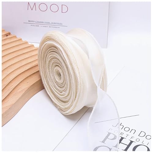 Qiantull 40 Yards Organzaband Schleifenband Geschenkband Dekoband Transparentes Organza Stoffband Chiffonband Organzaband für Geschenkverpackungen Blumenstrauß Dekoration 4 cm Beige von Qiantull
