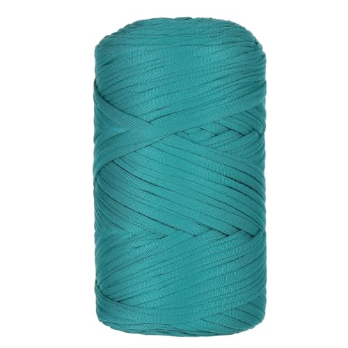 Qiantull 400 g T-Shirt Garn Häkelgarn Textilgarn Strickgarn Bändchengarn Dickes Garn zum Häkeln Bastband für Taschen Heimdekoration Körbe Teppiche DIY-Kunsthandwerk 120m Blaugrün von Qiantull