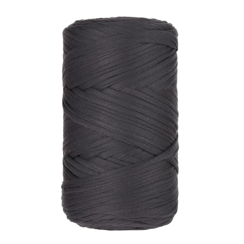 Qiantull 400 g T-Shirt Garn Häkelgarn Textilgarn Strickgarn Bändchengarn Dickes Garn zum Häkeln Bastband für Taschen Heimdekoration Körbe Teppiche DIY-Kunsthandwerk 120m Dunkelgrau von Qiantull