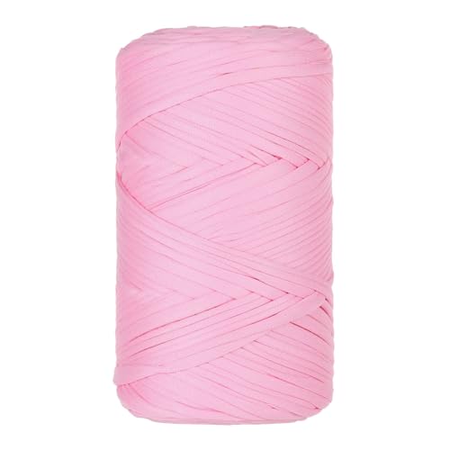 Qiantull 400 g T-Shirt Garn Häkelgarn Textilgarn Strickgarn Bändchengarn Dickes Garn zum Häkeln Bastband für Taschen Heimdekoration Körbe Teppiche DIY-Kunsthandwerk 120m Dunkelrosa von Qiantull