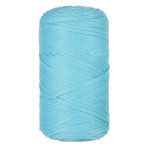 Qiantull 400 g T-Shirt Garn Häkelgarn Textilgarn Strickgarn Bändchengarn Dickes Garn zum Häkeln Bastband für Taschen Heimdekoration Körbe Teppiche DIY-Kunsthandwerk 120m Hellblau von Qiantull