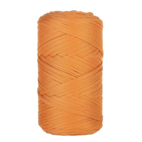 Qiantull 400 g T-Shirt Garn Häkelgarn Textilgarn Strickgarn Bändchengarn Dickes Garn zum Häkeln Bastband für Taschen Heimdekoration Körbe Teppiche DIY-Kunsthandwerk 120m Hellorange von Qiantull