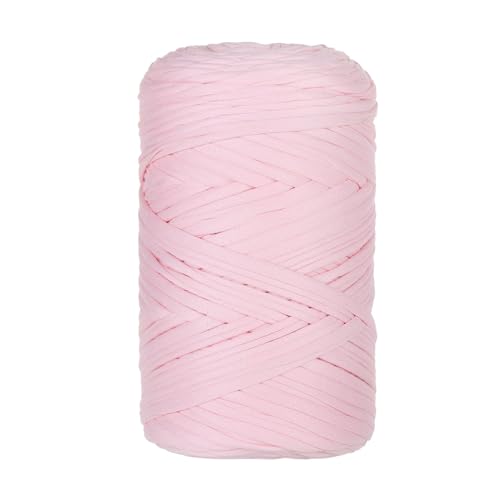 Qiantull 400 g T-Shirt Garn Häkelgarn Textilgarn Strickgarn Bändchengarn Dickes Garn zum Häkeln Bastband für Taschen Heimdekoration Körbe Teppiche DIY-Kunsthandwerk 120m Hellrosa von Qiantull