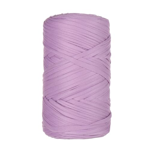 Qiantull 400 g T-Shirt Garn Häkelgarn Textilgarn Strickgarn Bändchengarn Dickes Garn zum Häkeln Bastband für Taschen Heimdekoration Körbe Teppiche DIY-Kunsthandwerk 120m Hellviolett von Qiantull