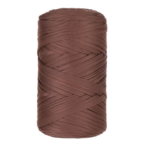 Qiantull 400 g T-Shirt Garn Häkelgarn Textilgarn Strickgarn Bändchengarn Dickes Garn zum Häkeln Bastband für Taschen Heimdekoration Körbe Teppiche DIY-Kunsthandwerk 120m Kaffee von Qiantull