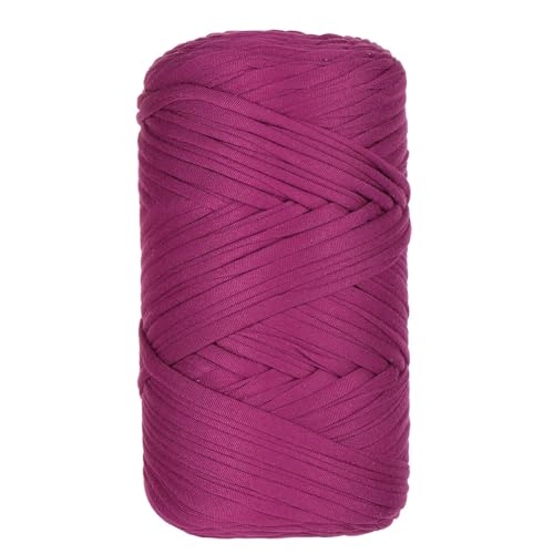 Qiantull 400 g T-Shirt Garn Häkelgarn Textilgarn Strickgarn Bändchengarn Dickes Garn zum Häkeln Bastband für Taschen Heimdekoration Körbe Teppiche DIY-Kunsthandwerk 120m Lila-Rot von Qiantull