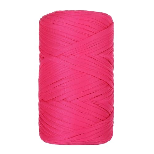 Qiantull 400 g T-Shirt Garn Häkelgarn Textilgarn Strickgarn Bändchengarn Dickes Garn zum Häkeln Bastband für Taschen Heimdekoration Körbe Teppiche DIY-Kunsthandwerk 120m Rosarot von Qiantull