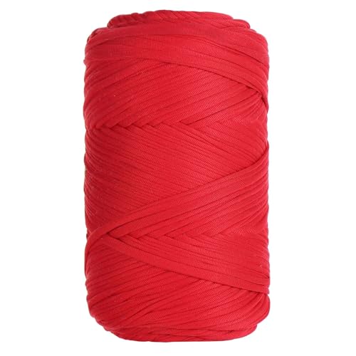 Qiantull 400 g T-Shirt Garn Häkelgarn Textilgarn Strickgarn Bändchengarn Dickes Garn zum Häkeln Bastband für Taschen Heimdekoration Körbe Teppiche DIY-Kunsthandwerk 120m Rot von Qiantull
