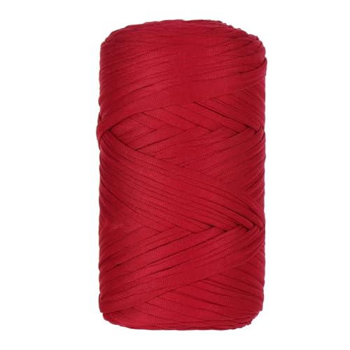 Qiantull 400 g T-Shirt Garn Häkelgarn Textilgarn Strickgarn Bändchengarn Dickes Garn zum Häkeln Bastband für Taschen Heimdekoration Körbe Teppiche DIY-Kunsthandwerk 120m Weinrot von Qiantull