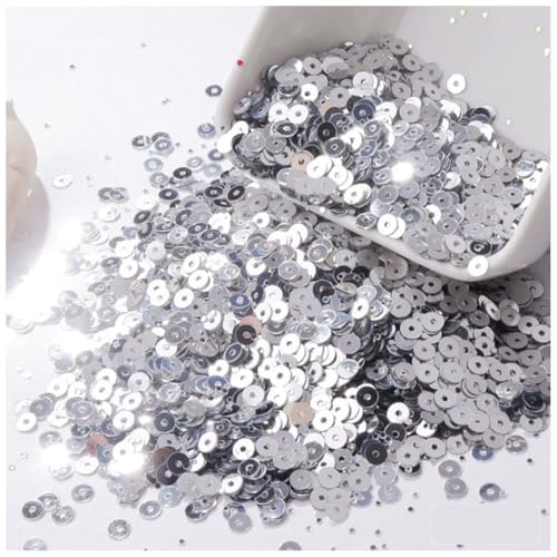Qiantull 4000 Stück Pailetten Lose Pailletten Glitzer Stickerei Pailletten Kleine Flache Runde Nähpailetten Glänzende Dekorative Pailetten für DIY Kunsthandwerk Herstellung Nähen 1# 6mm von Qiantull